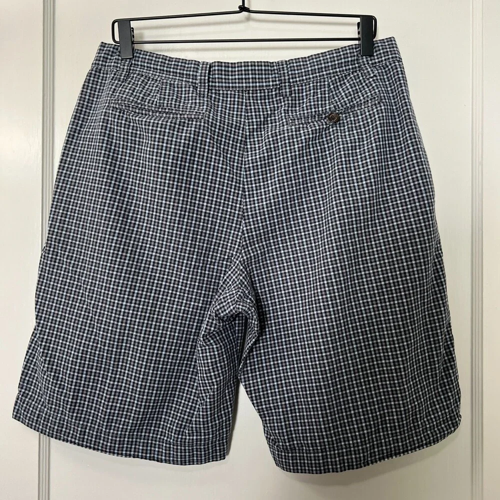 Banana Republic Men's Navy Blue Checkered Shorts 100% Cotton Size 34